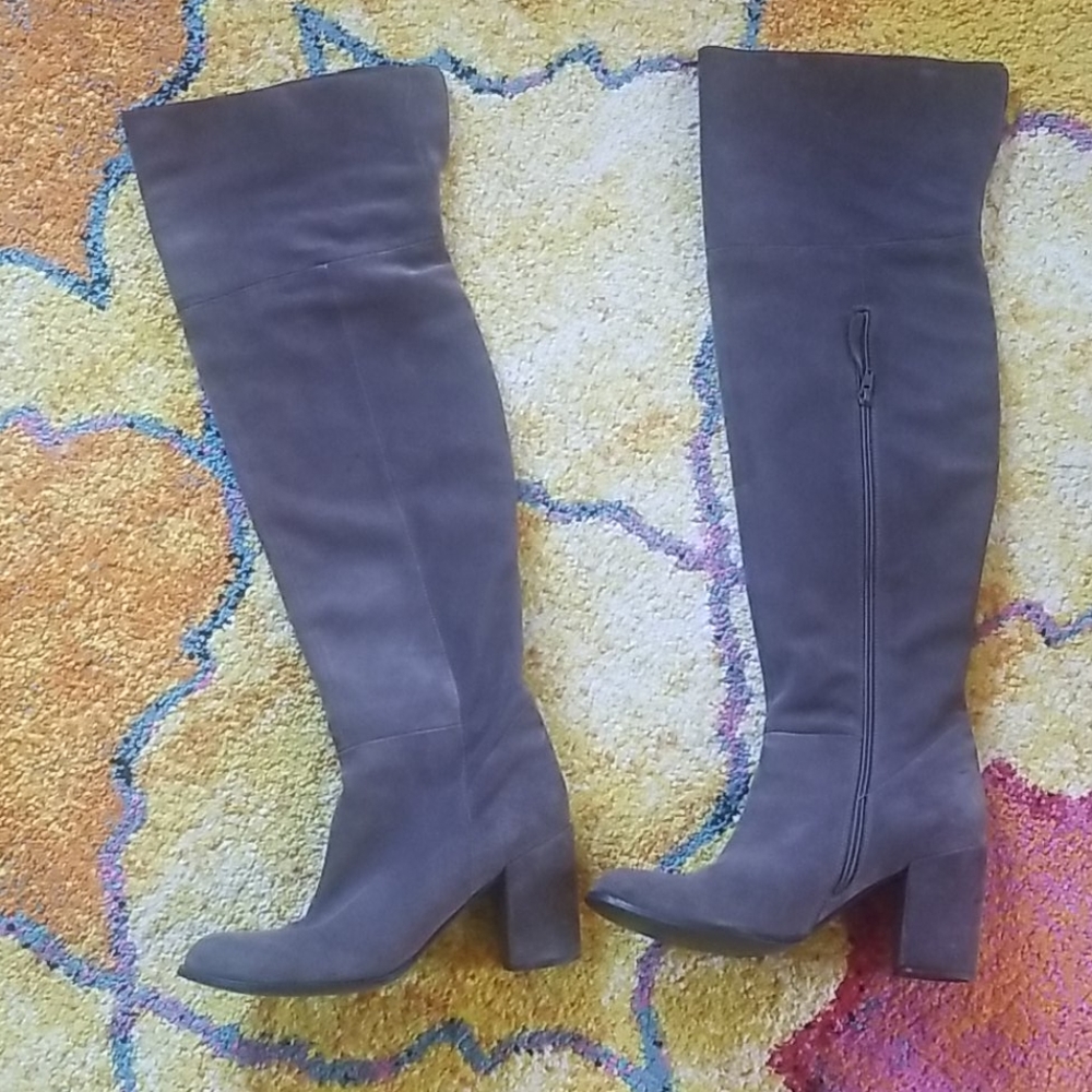 Dark Grey Suede OTK Boots